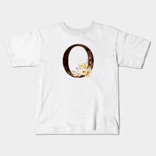 Floral Monogram O Lovely Autumn Foliage Kids T-Shirt